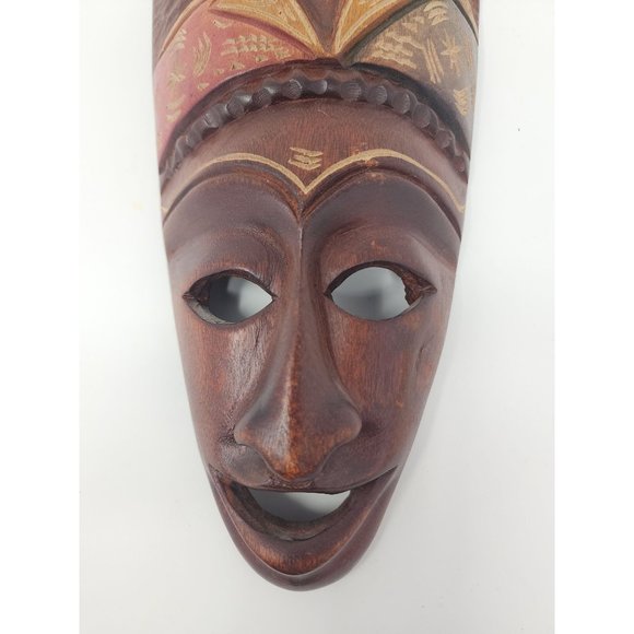African Wooden Tribal Mask Hand Carved Wall‎ Hanging Art - Picture 7 of 7